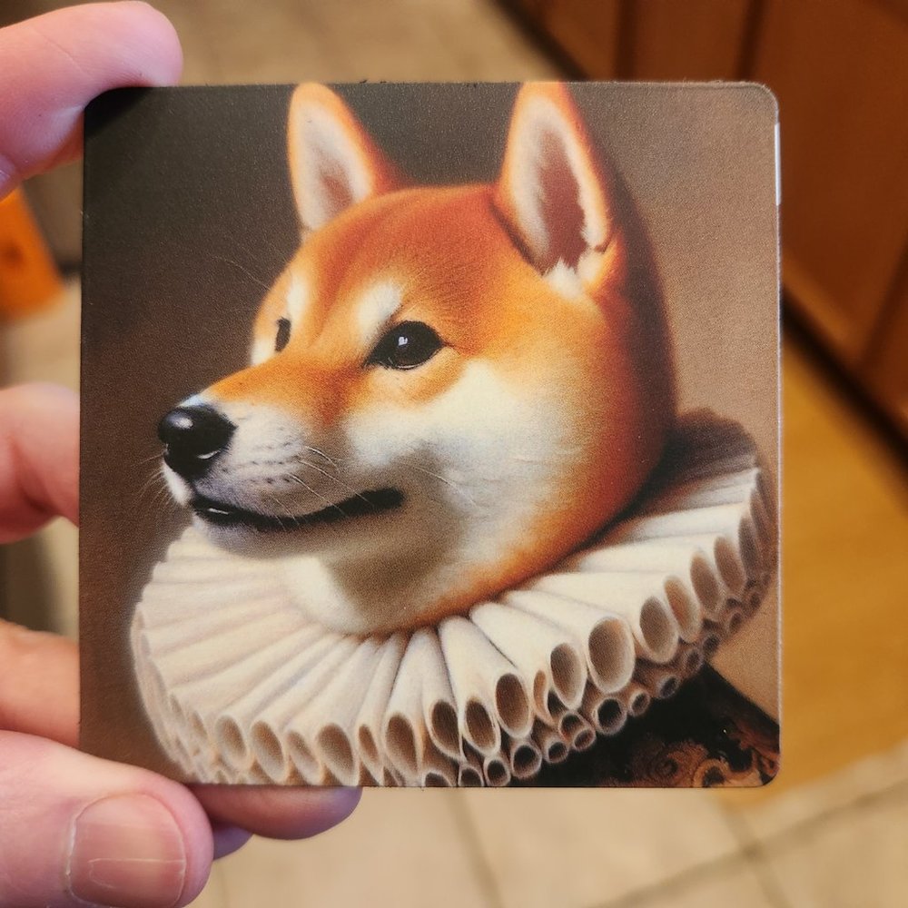 3x3 magnet Shiba Inu magnet Elizabethan oil portrait - Picture 2 of 7
